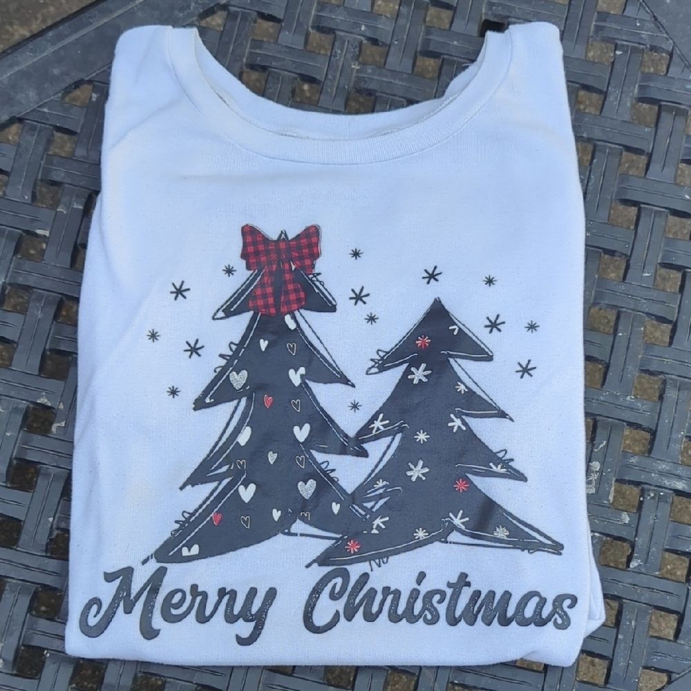 White Christmas Tree T-Shirt Women Size XL